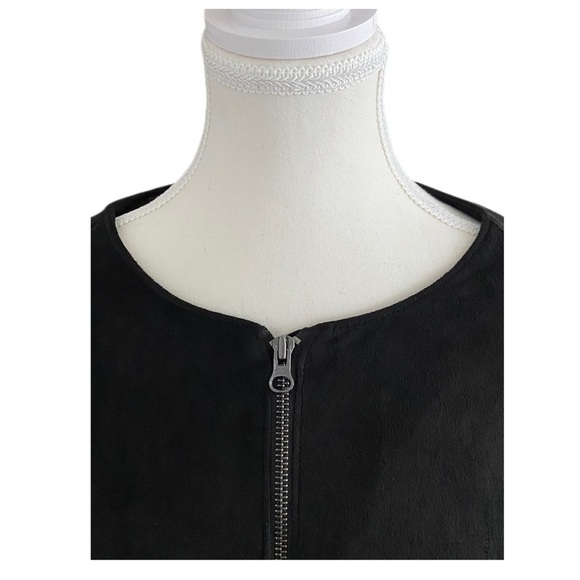 Style & Co Black Faux Suede Peplum Jacket Long Sleeve Size Medium Petite - Picture 4 of 11